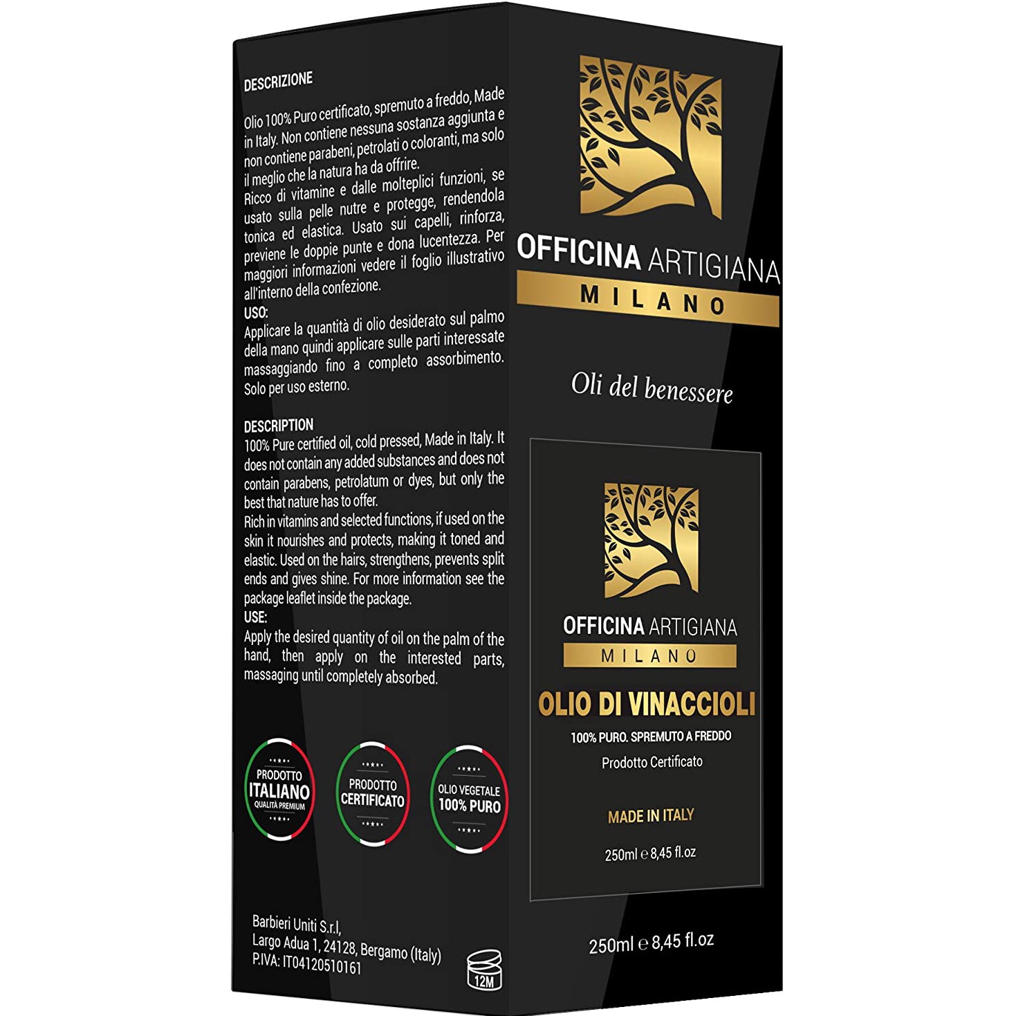 Officina Artigiana Pure Certified Grape Seed Oil - 2.1 - OA-11330