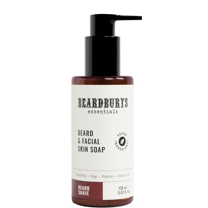 Baardshampoo en Facial soap in pompflacon - Essentials