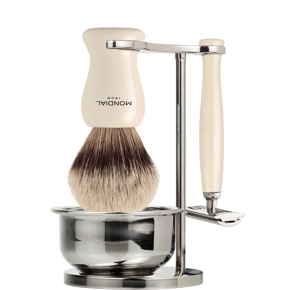 Scheerset & Bowl Baylis Safety Razor - Silvertip Dassenhaar - Ivoor