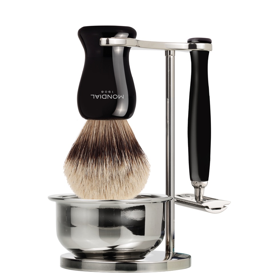 Scheerset & Bowl Gibson Safety Razor - Silvertip Dassenhaar - Zwart